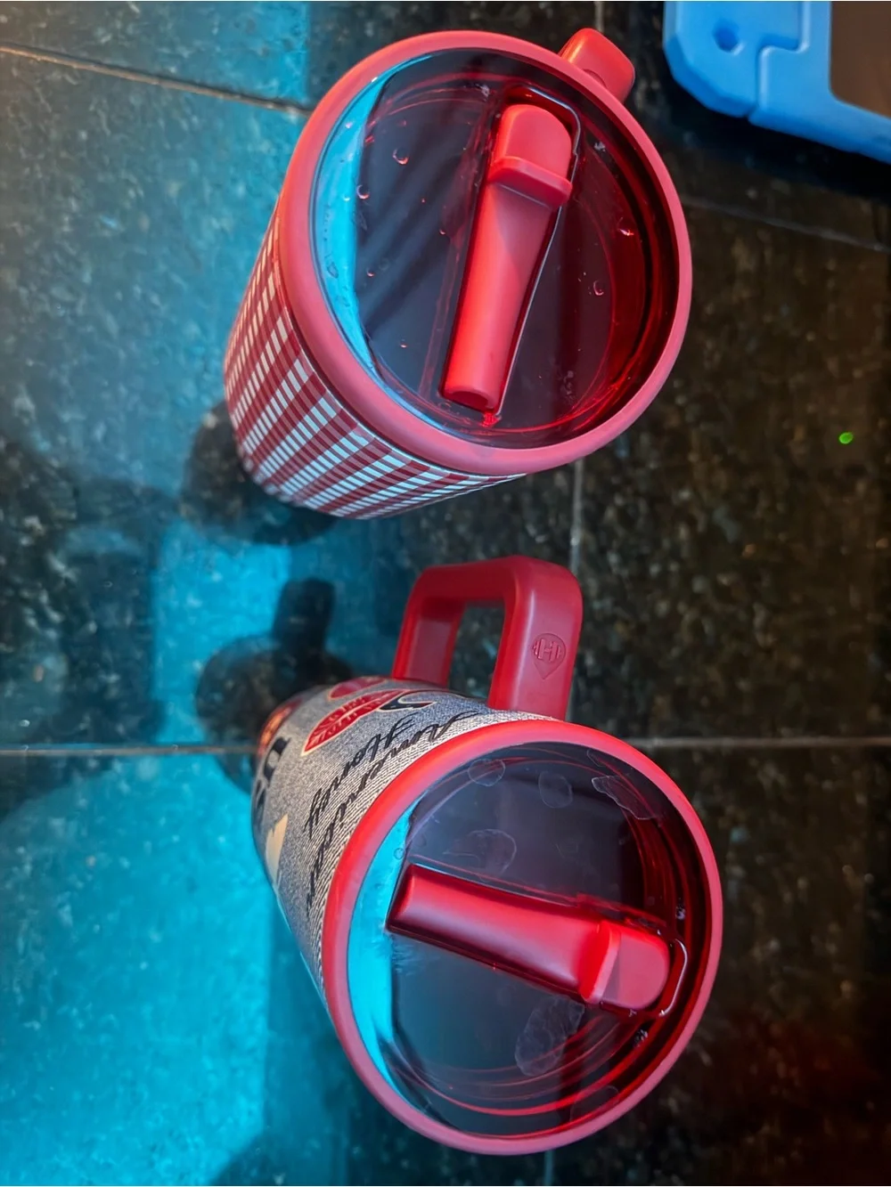 HydroJug Red Gingham & Denim Sticker Travel Mugs (Set of 2)